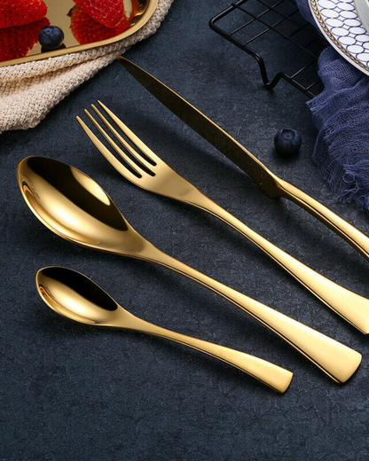 Stainless Steel Cutlery Set with Polished Finish and Ergonomic Design