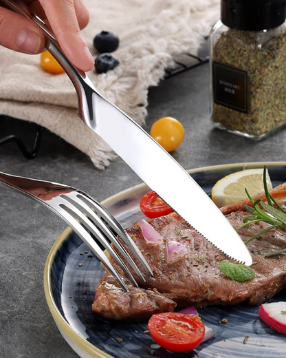 Stainless Steel Cutlery Set with Polished Finish and Ergonomic Design