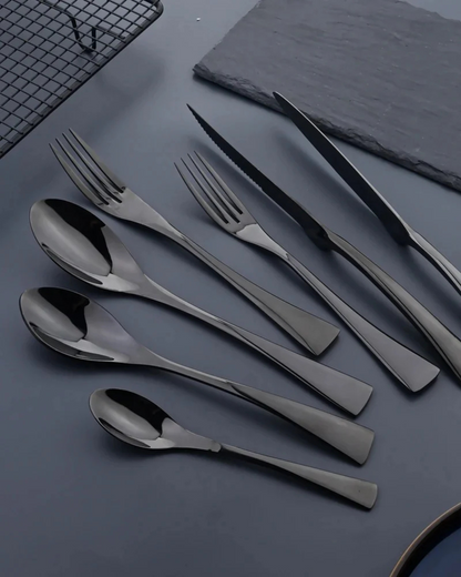 Stainless Steel Cutlery Set with Polished Finish and Ergonomic Design