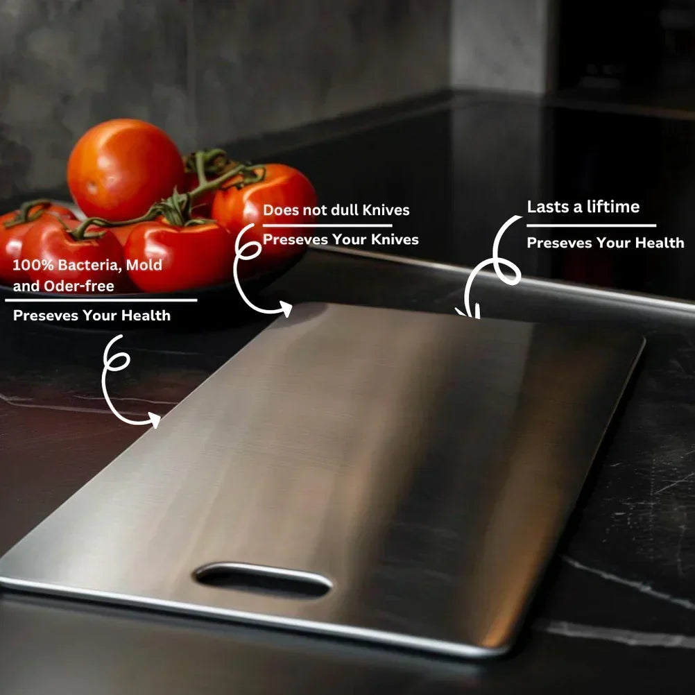 Stainless Steel Cutting Board with Non-Porous Antibacterial Surface