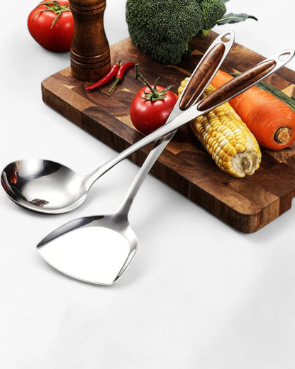 Stainless Steel Kitchen Utensil Set with Ergonomic Non-Slip Handles