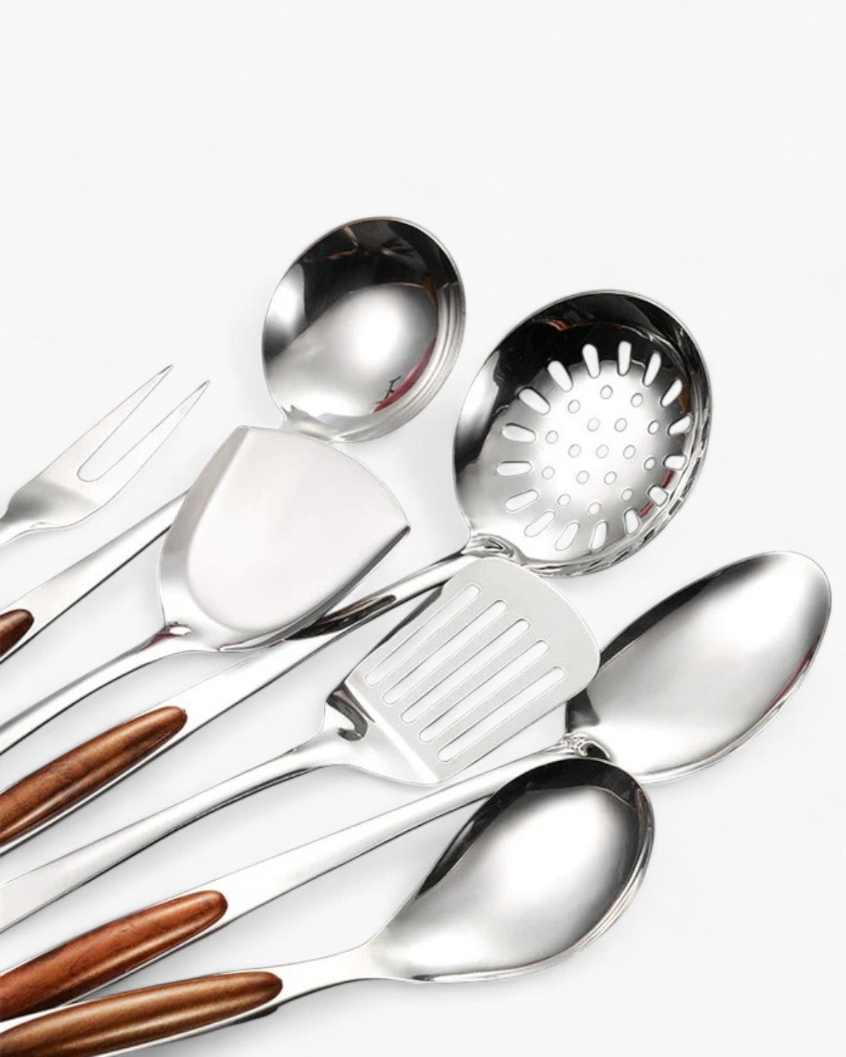 Stainless Steel Kitchen Utensil Set with Ergonomic Non-Slip Handles
