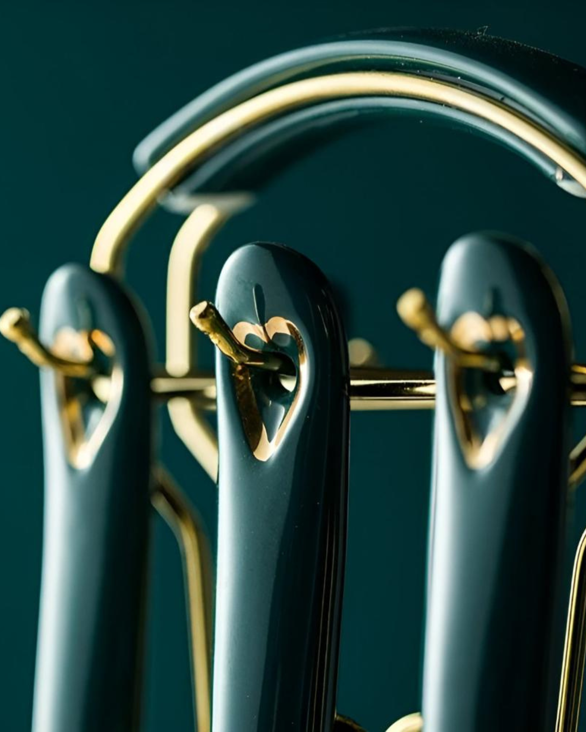 Stainless Steel Kitchen Utensil Set with Gold Finish and Emerald Green Handles