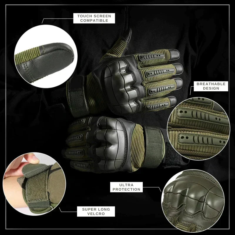 Tactical Gloves with Kevlar and Leather, Water Repellent Non Slip Grip