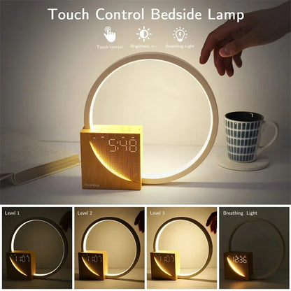 Touch-Control Bedside Lamp with Alarm Clock Function and Adjustable Brightness