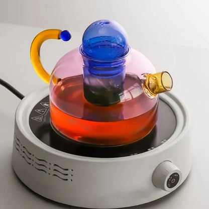 Translucent Borosilicate Glass Kettle and Mug Set with Built-In Filter