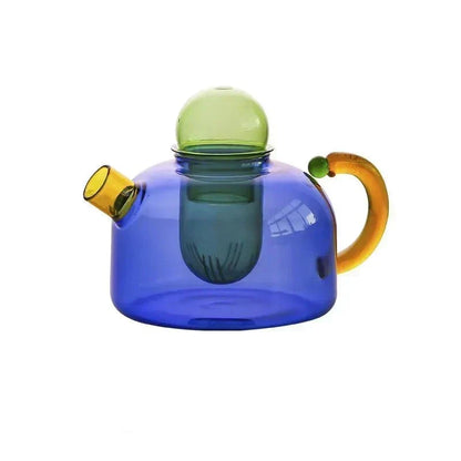 Translucent Borosilicate Glass Kettle and Mug Set with Built-In Filter
