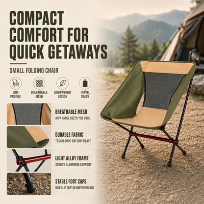 Ultralight Folding High-Back Camping Chair with Breathable Mesh