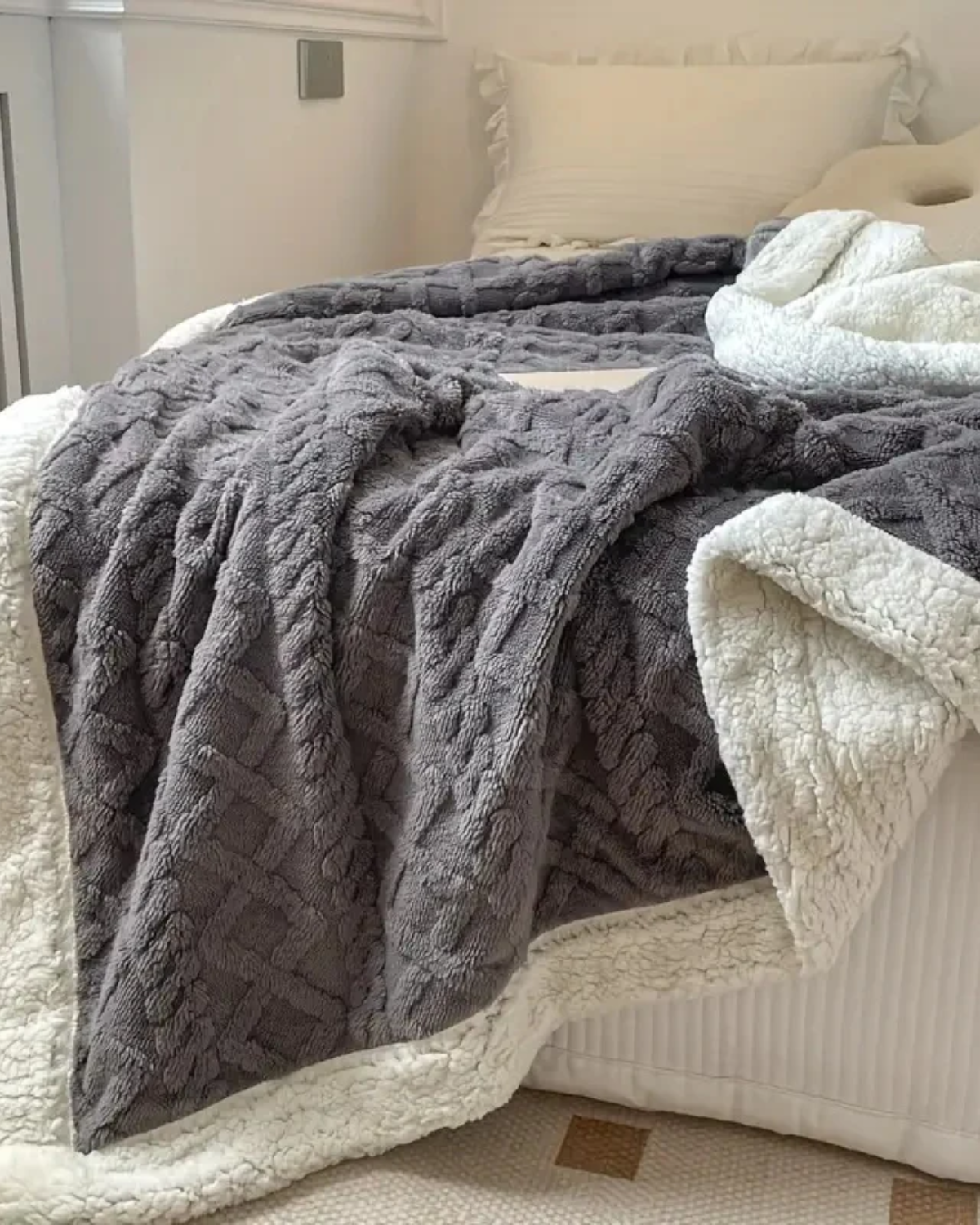 Velvety Soft Throw Blanket with Subtle Striped Design