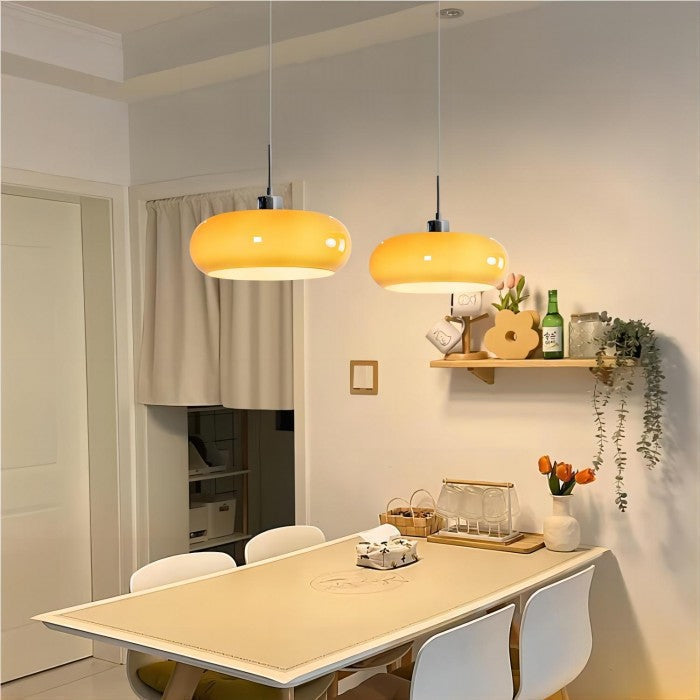 Vintage Bauhaus Pendant Light with Moulded Glass Shade