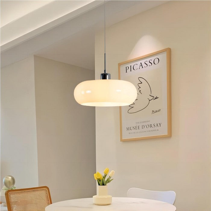 Vintage Bauhaus Pendant Light with Moulded Glass Shade