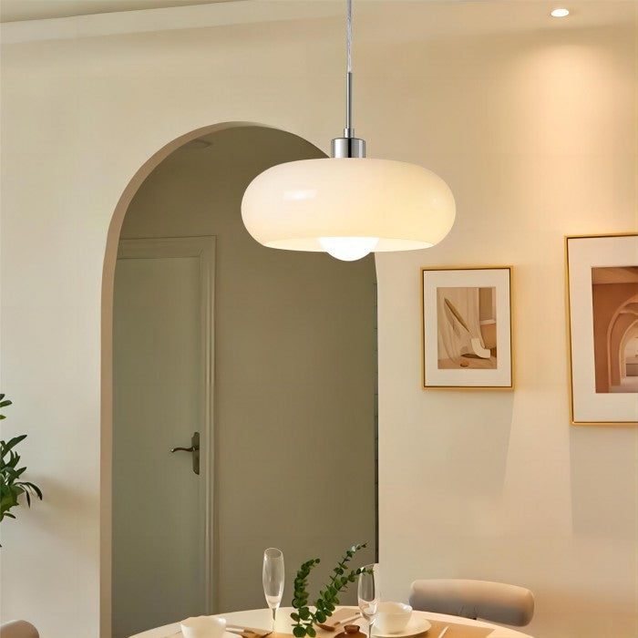 Vintage Bauhaus Pendant Light with Moulded Glass Shade