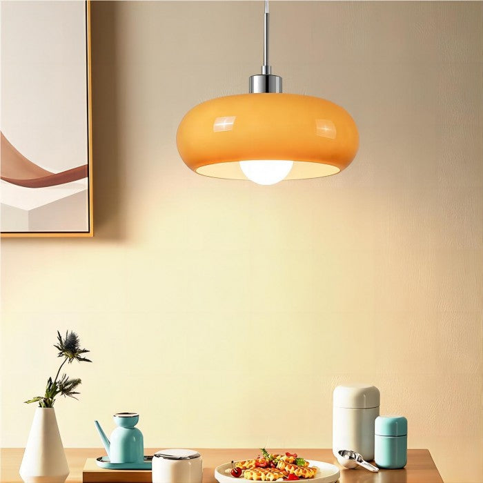 Vintage Bauhaus Pendant Light with Moulded Glass Shade