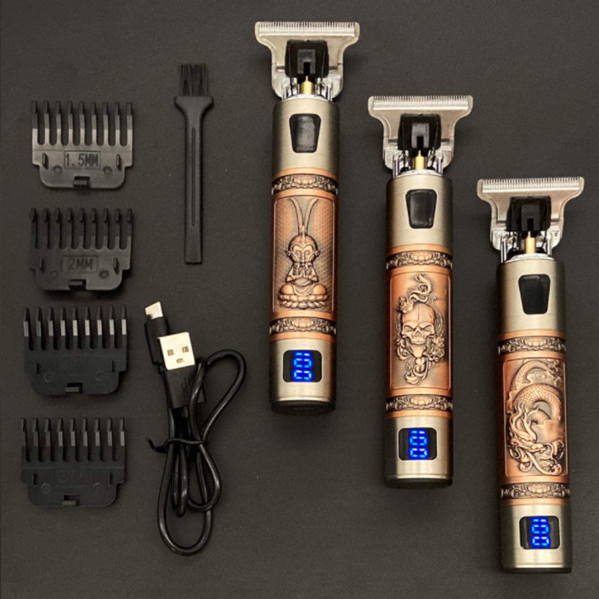 Vintage Rechargeable Hair & Beard Trimmer - Waterproof with 4 Attachments