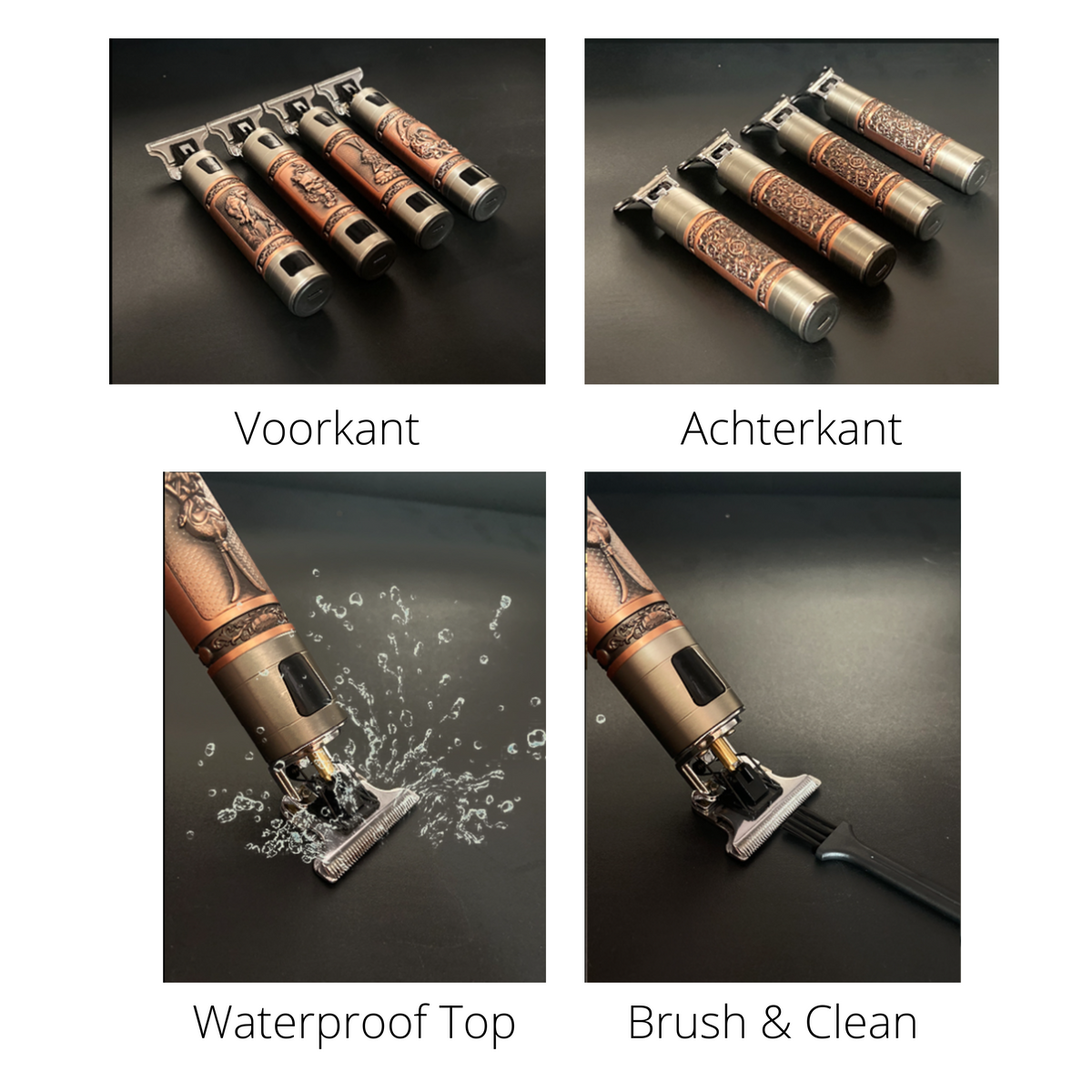 Vintage Rechargeable Hair & Beard Trimmer - Waterproof with 4 Attachments