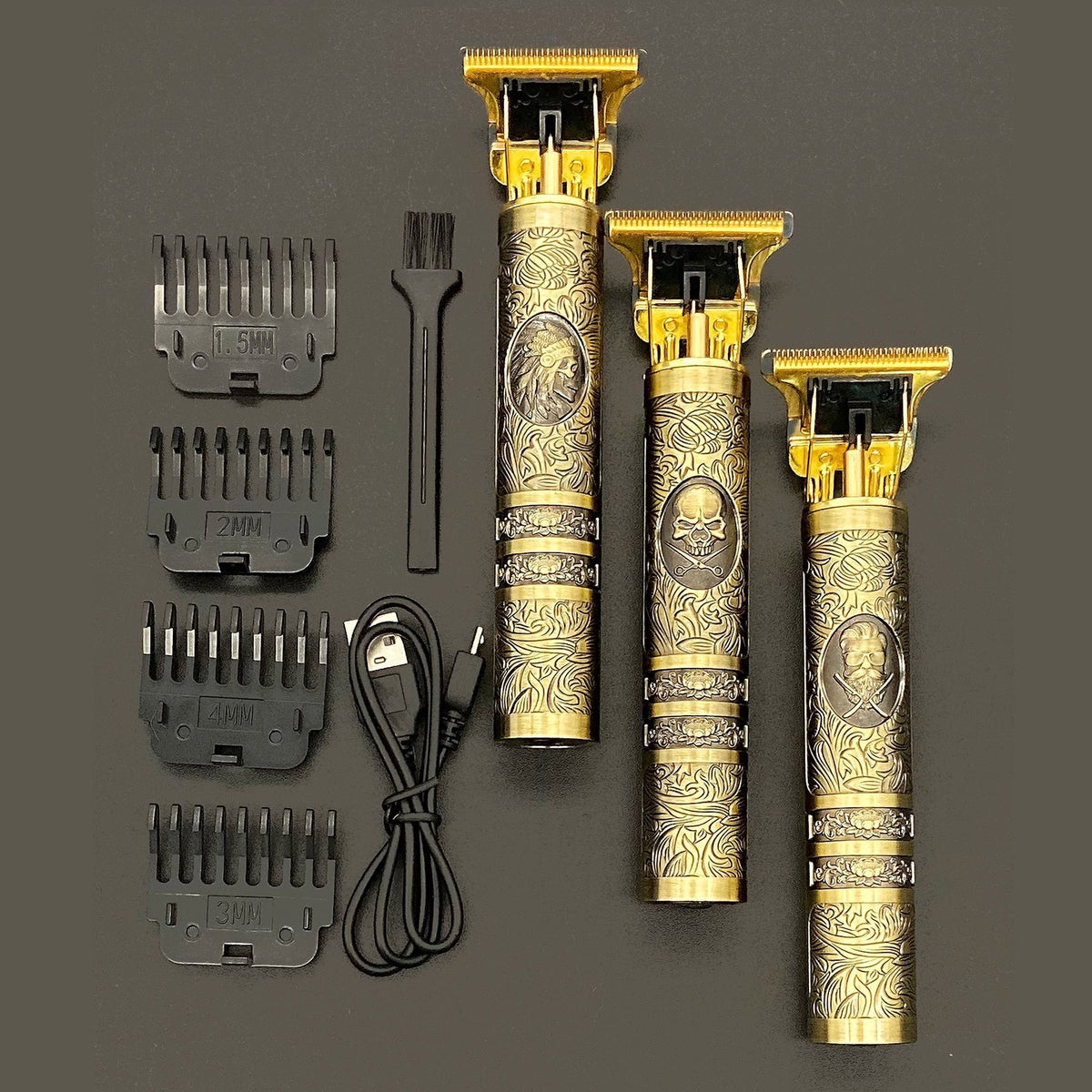 Vintage Rechargeable Hair & Beard Trimmer - Waterproof with 4 Attachments
