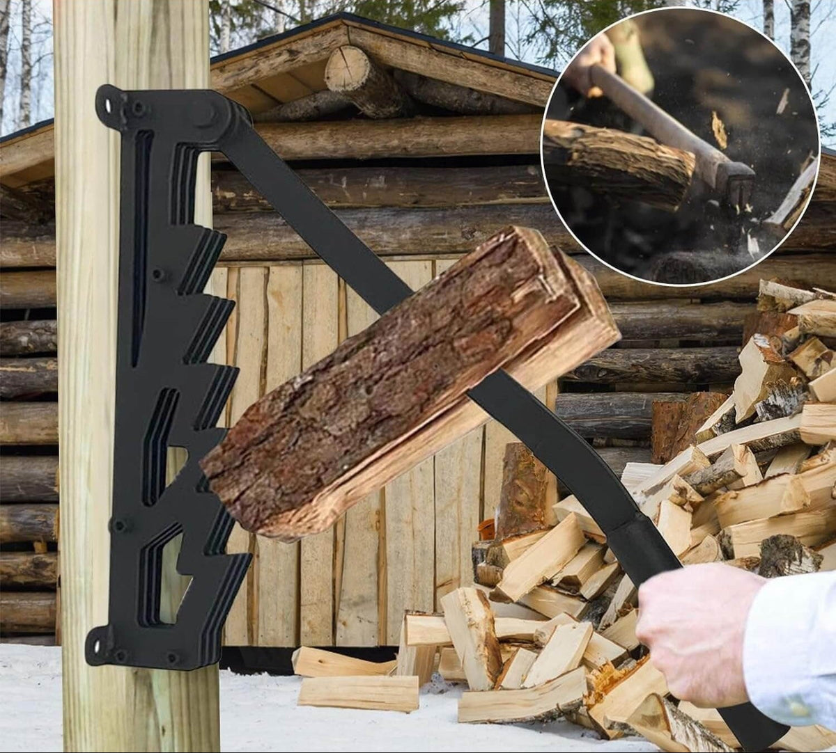 Wall-Mounted Wood Splitter for Kindling with Adjustable Handle