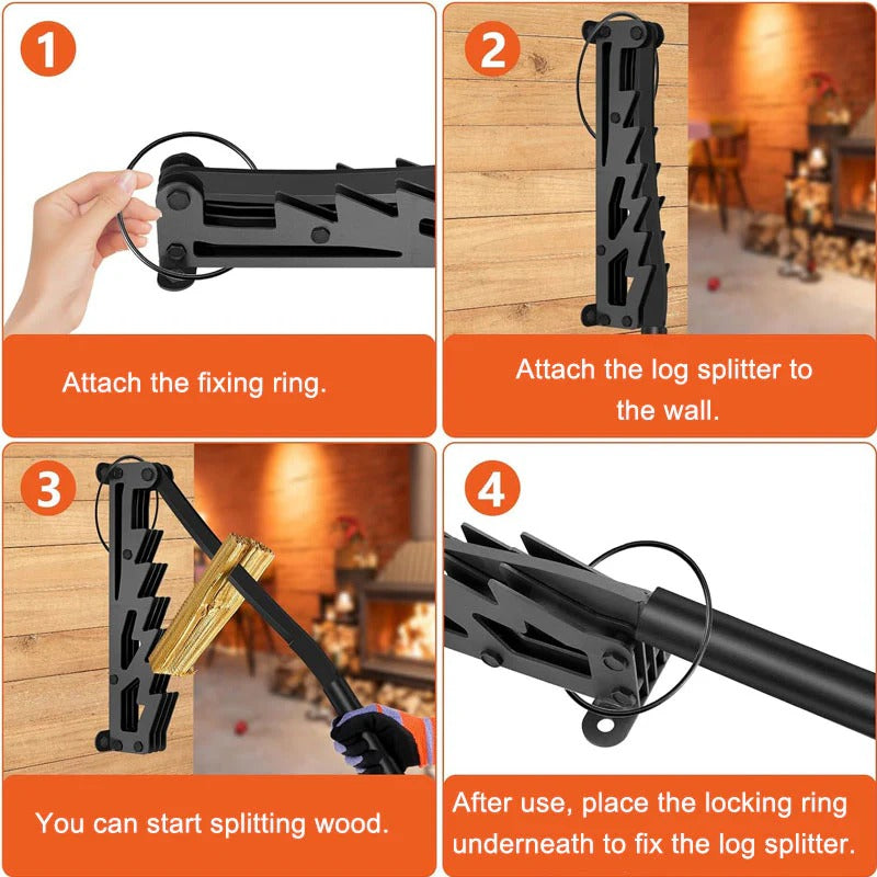 Wall-Mounted Wood Splitter for Kindling with Adjustable Handle
