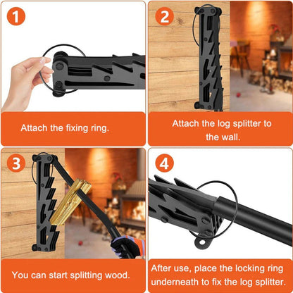 Wall-Mounted Wood Splitter for Kindling with Adjustable Handle