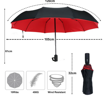 Windproof Storm Umbrella - Automatic Compact Rain & UV Protection