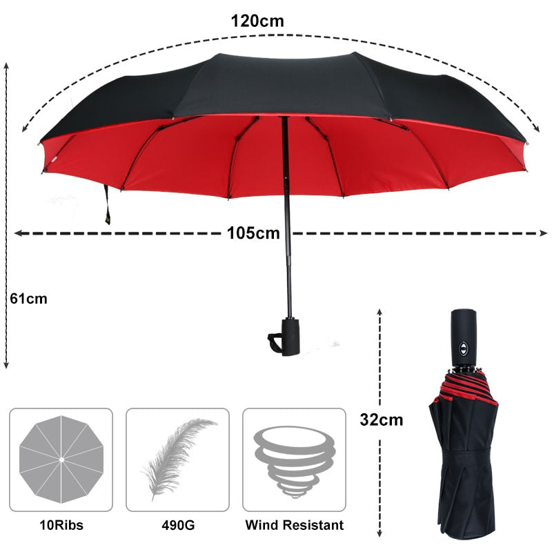Windproof Storm Umbrella - Automatic Compact Rain & UV Protection