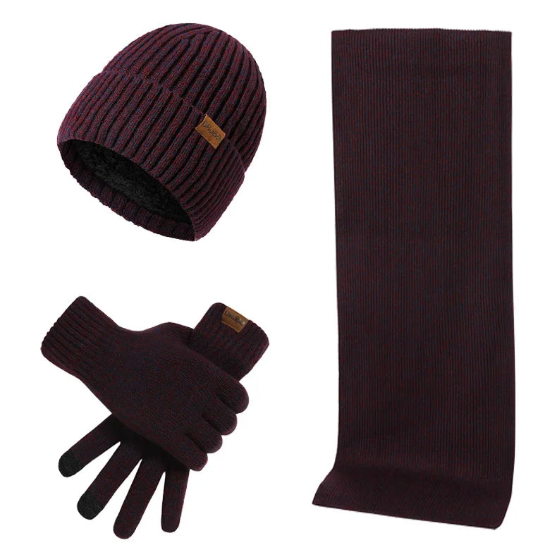 Winter Accessories Set - Knitted Beanie, Scarf & Gloves