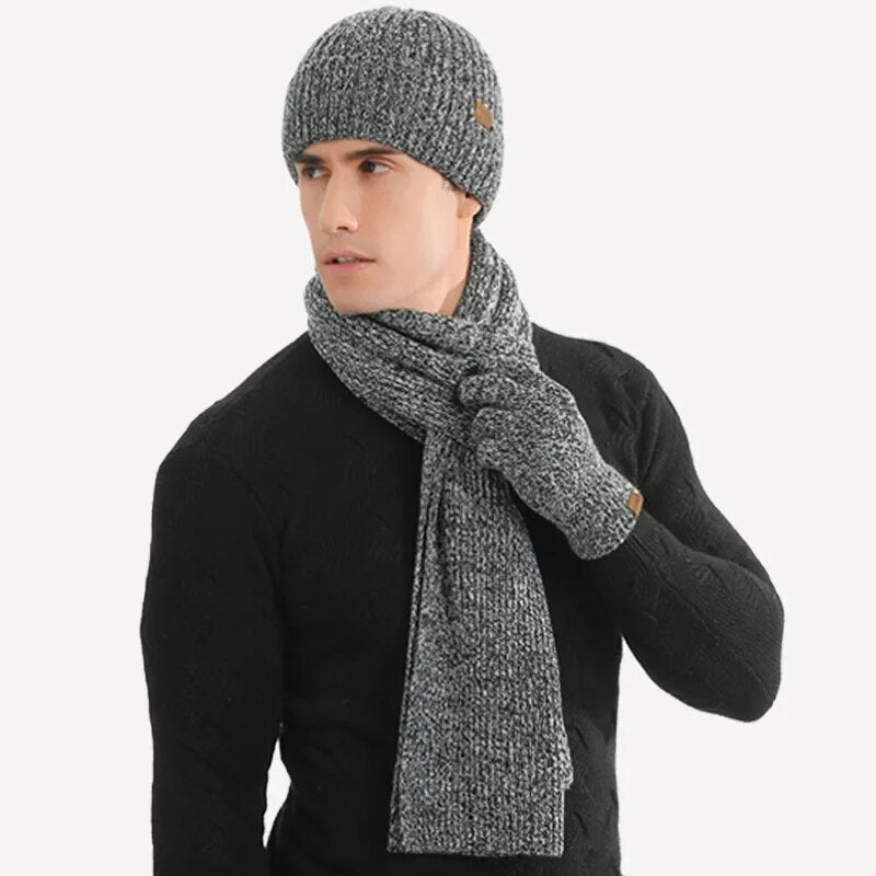 Winter Accessories Set - Knitted Beanie, Scarf & Gloves