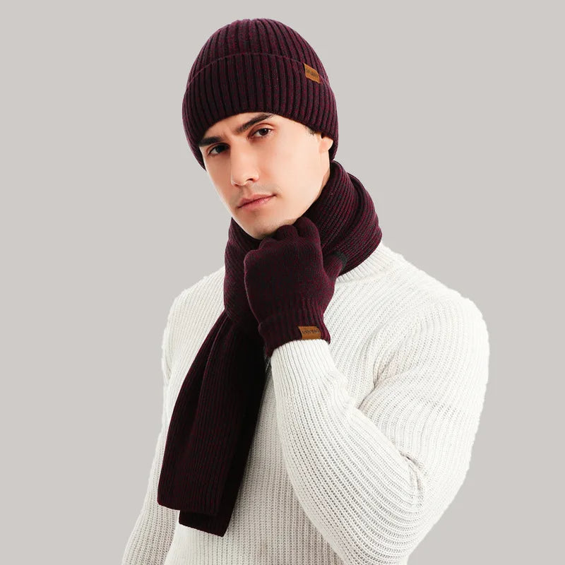 Winter Accessories Set - Knitted Beanie, Scarf & Gloves
