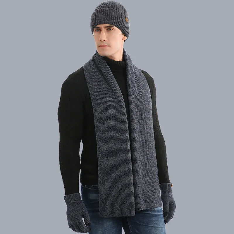 Winter Accessories Set - Knitted Beanie, Scarf & Gloves