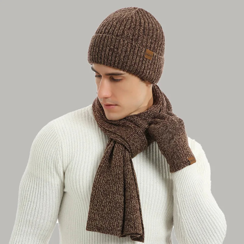 Winter Accessories Set - Knitted Beanie, Scarf & Gloves