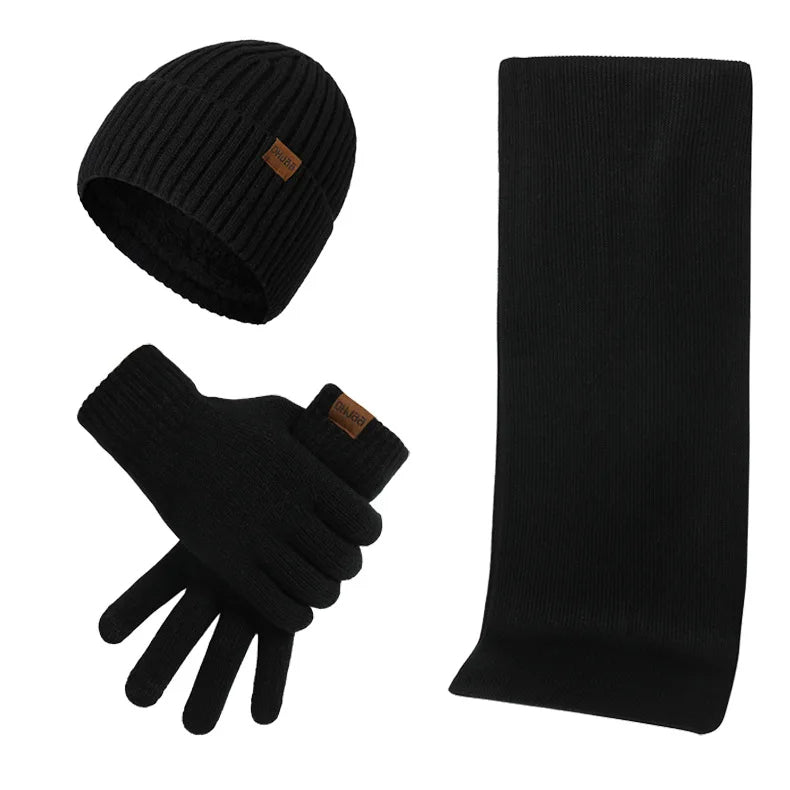 Winter Accessories Set - Knitted Beanie, Scarf & Gloves