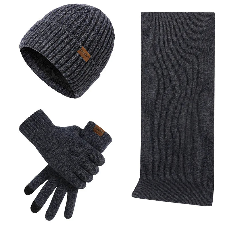 Winter Accessories Set - Knitted Beanie, Scarf & Gloves