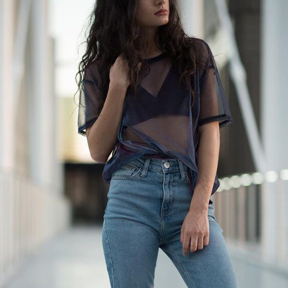 Women's Sheer Top | Lightweight Transparent Summer Layering
