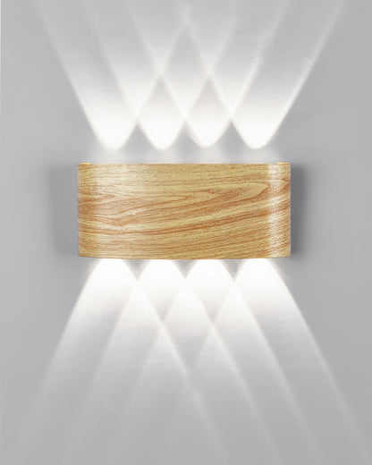 Wood Grain LED Wall Light – 10W Aluminium Outdoor Light with Warm White 3000K Illumination