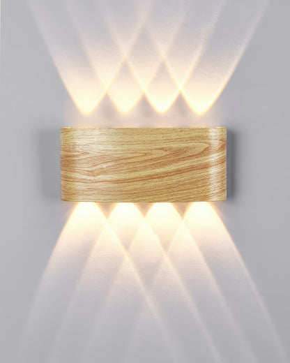 Wood Grain LED Wall Light – 10W Aluminium Outdoor Light with Warm White 3000K Illumination