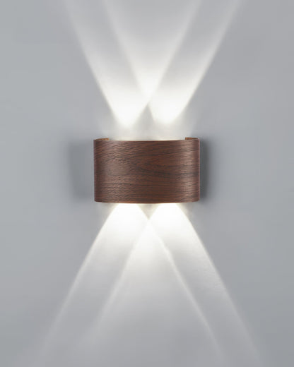 Wood Grain LED Wall Light – 10W Aluminium Outdoor Light with Warm White 3000K Illumination