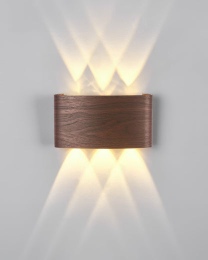 Wood Grain LED Wall Light – 10W Aluminium Outdoor Light with Warm White 3000K Illumination