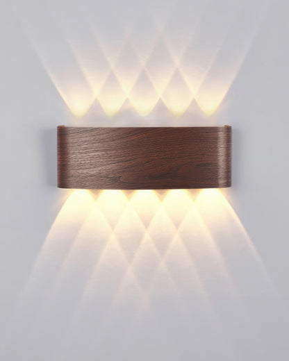 Wood Grain LED Wall Light – 10W Aluminium Outdoor Light with Warm White 3000K Illumination