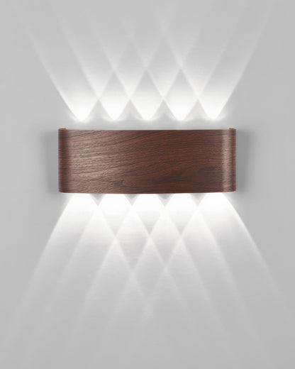 Wood Grain LED Wall Light – 10W Aluminium Outdoor Light with Warm White 3000K Illumination