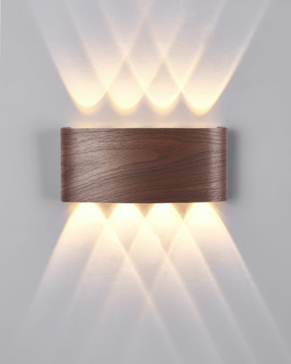 Wood Grain LED Wall Light – 10W Aluminium Outdoor Light with Warm White 3000K Illumination