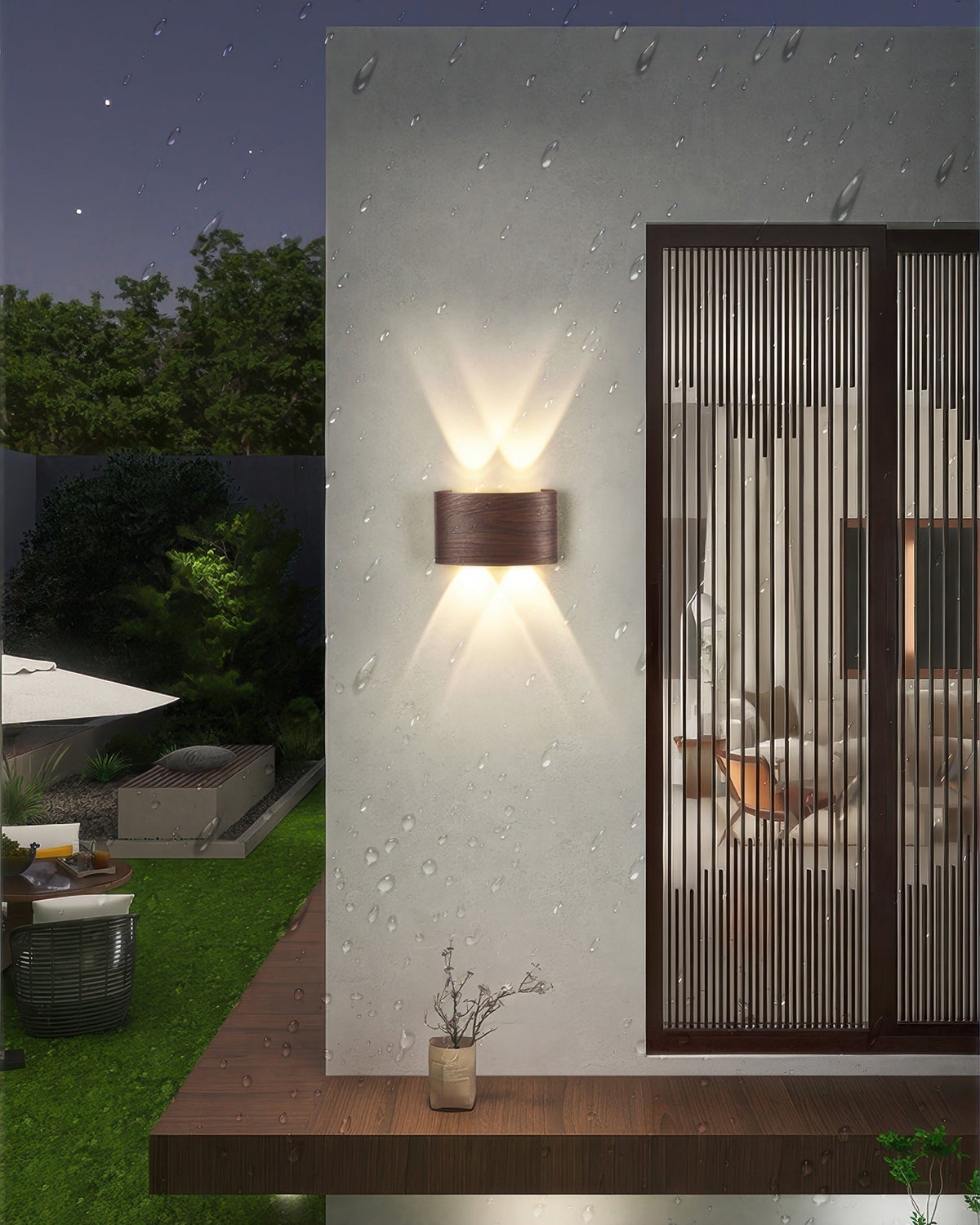 Wood Grain LED Wall Light – 10W Aluminium Outdoor Light with Warm White 3000K Illumination