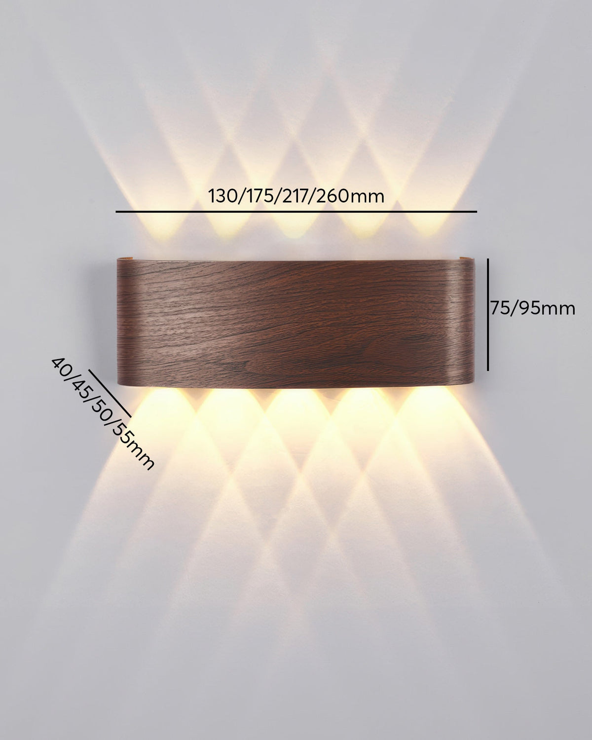 Wood Grain LED Wall Light – 10W Aluminium Outdoor Light with Warm White 3000K Illumination