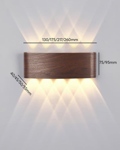 Wood Grain LED Wall Light – 10W Aluminium Outdoor Light with Warm White 3000K Illumination