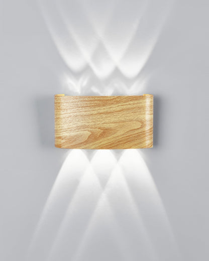 Wood Grain LED Wall Light – 10W Aluminium Outdoor Light with Warm White 3000K Illumination