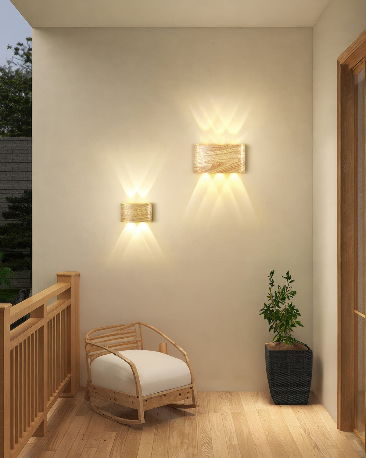 Wood Grain LED Wall Light – 10W Aluminium Outdoor Light with Warm White 3000K Illumination