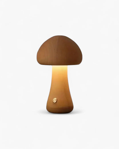 Wooden Mushroom Table Lamp with Organic Design and Warm Lighting