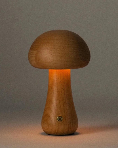Wooden Mushroom Table Lamp with Organic Design and Warm Lighting