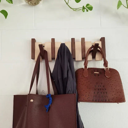 Wooden Piano Key Wall Coat Rack for Coats, Bags and Hats