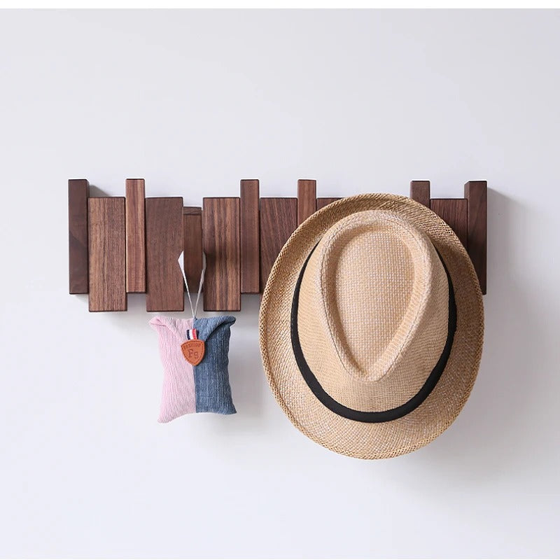 Wooden Piano Key Wall Coat Rack for Coats, Bags and Hats