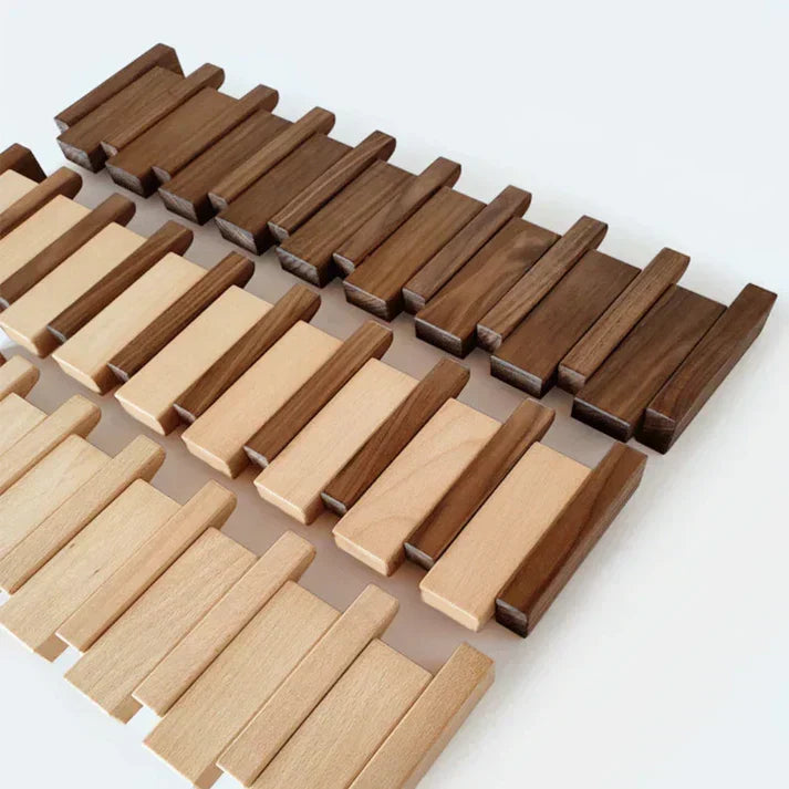 Wooden Piano Key Wall Coat Rack for Coats, Bags and Hats